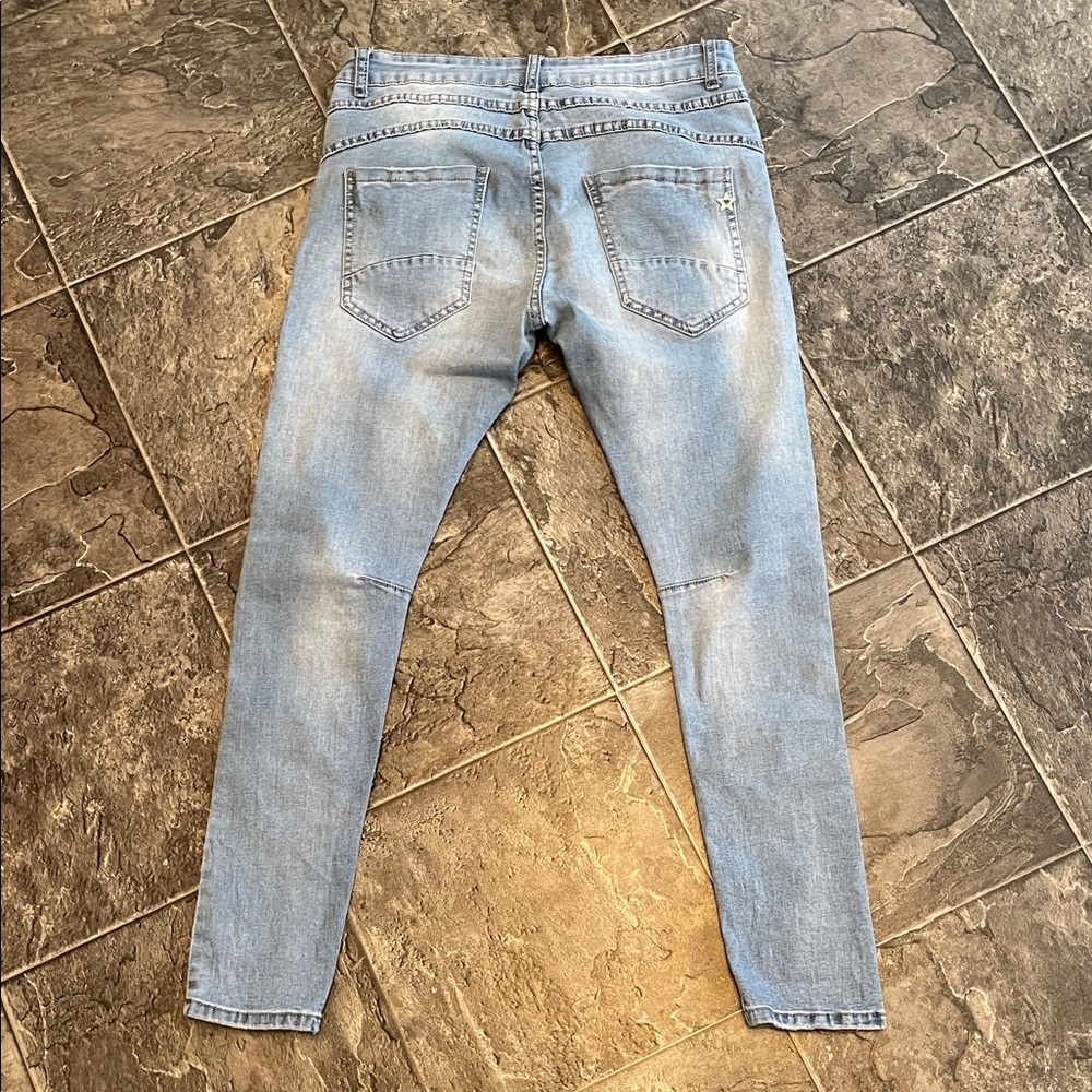 LEXXURY Patch Button-fly Skinny Urban Maximalism Grunge Streetwear Fun Jeans - Picture 11 of 16